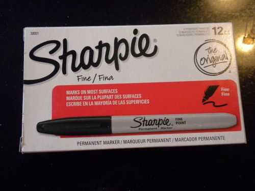 NEW Sharpie Black Fine Point Markers Permanent 12 Count Set 30001 Original