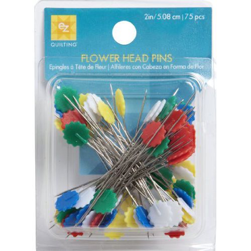 New Wrights 881428 Flower Head Multicolor Pins, 75-Pack