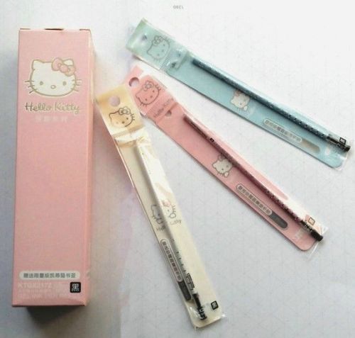 6pcs Hello Kitty 0.35mm Black ink Fine Roller Ball Point Pens Refills Bookmark