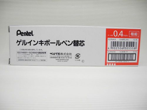 12 refill XLRN4 for NEW Pentel Ener Gel 0.4mm needle tip roller pen Red(Japan