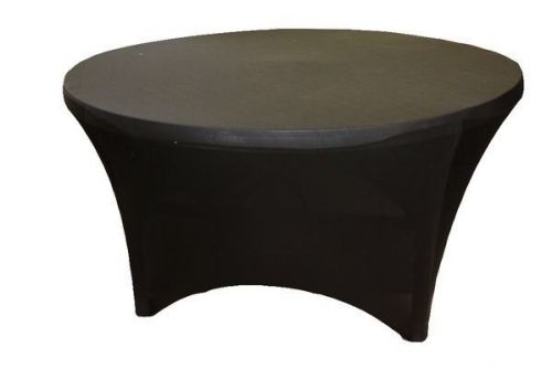 Three--- 6 Ft Round Spandex Tablecloth Color: Black