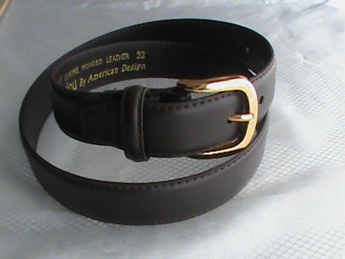 Christian Giorgiou 1.25&#034; genuine bonded leather brown belt 32 gold buckle 38&#034;