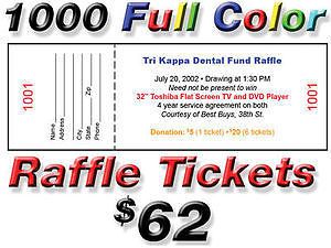 Raffle tickets 1,000 full color - $62.00 for sale