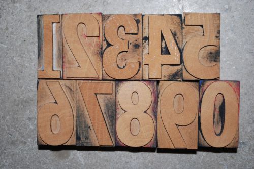 Vintage / Antique Letterpress Wood Printer&#039;s Type Number set 1 11/16&#034; tall