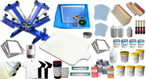 Silk screen printing 4 color single station plenty consumables kit low cost diy for sale