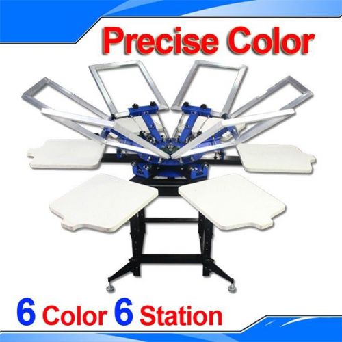 6 color 6 station manual double rotary screen printing machine for t-shirt print for sale