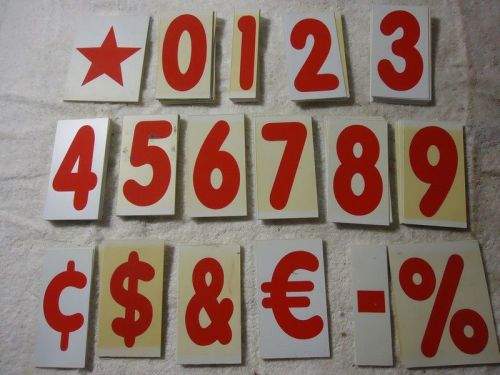 Set of 112 Red &amp; White Marquee Numbers &amp; Symbols - 4-1/2&#034;H x 2-3/4&#034;W, EUC