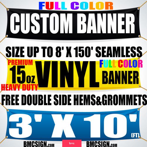 3&#039;x10&#039; full color custom 15oz vinyl banner(free hems&amp;grommet) for sale
