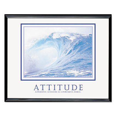 ?Attitude/Waves&#034; Framed Motivational Print, 30 x 24