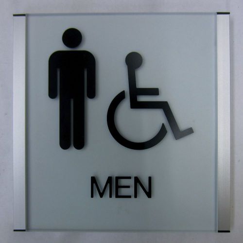 ADA Acrylic Sign Aluminum Frame, Men&#039;s Restroom 9&#034; x 9&#034; x 0.59&#034;