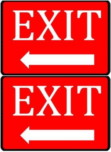Exit Arrow Pointed Left Red Black &amp; White Durable Vinyl Signs Two Sets Plaque