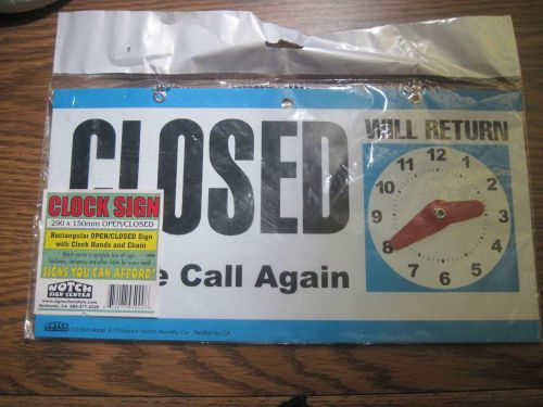 Bazic Rectangular Open Closed Will Return Adjustable Clock Sign Chain 290x150 mm
