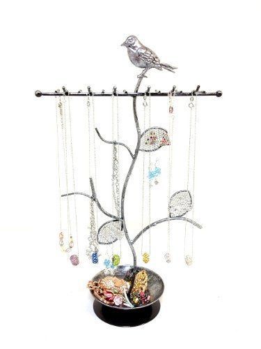 Antique silver bird earring holder~necklace stand~ ring combo jewelry display for sale