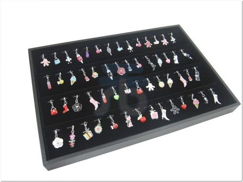 Black Velvet 56 Clip Pendant Charm Jewelry Display Case Tray Countertop Showcase