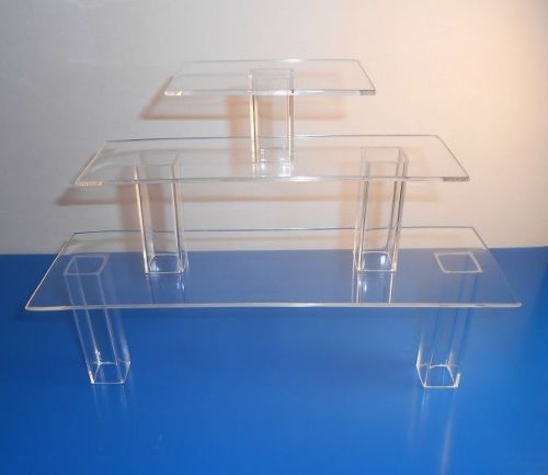 3 acrylic display risers - (4 x 12 x 4) - (3 x 9 x 3) - (3 x 4.5 x 2) - new for sale