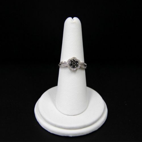 Ring Display - Round Finger White Faux Leather