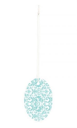100 Large Oval Aqua Mint Damask Print Paper Price Strung Tags  3 1/2 ”H x 2 1/4 ”W