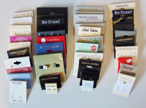 39 jewelry earring cards cardboard plastic w/hanging edge 1-3&#034; estate lot i446 for sale