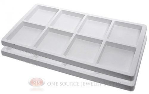 2 White Insert Tray Liners 8 Compartment Each Drawer Organize Jewelry Displays