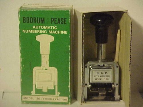 Boorum &amp; Pease Automatic Numbering Machine Model 120 in Box