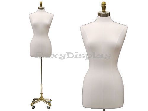 Size 6-8 Female body form with Pure White linen cover #JF-F6/8LW+BS-121GOLD