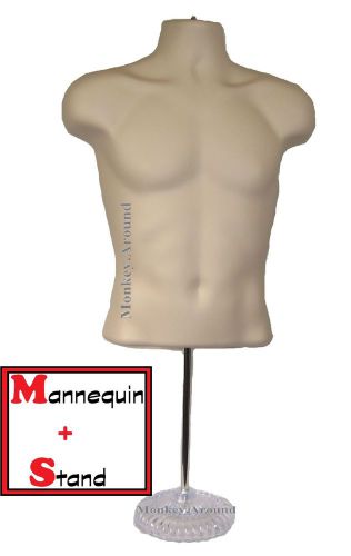 Male mannequin torso body dress form display men clothing decor stand + hanging for sale
