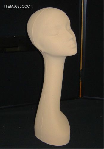 TWO (2) 20&#034;H Swan Neck Mannequin Heads-Color-Coated tm Tan Matte