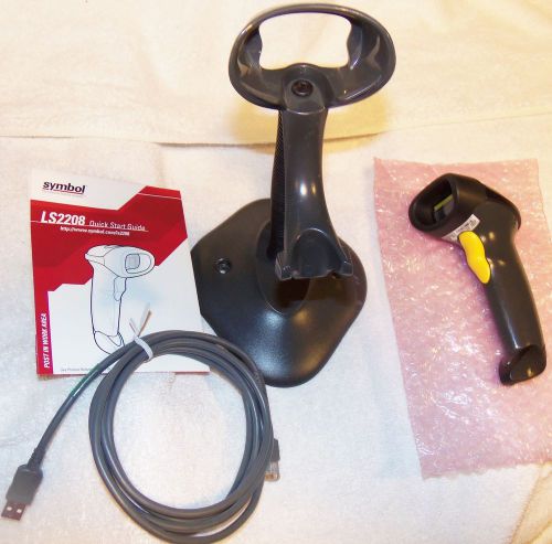Motorola symbol hp black ls2208 barcode scanner kit w usb cable stand guaranteed for sale