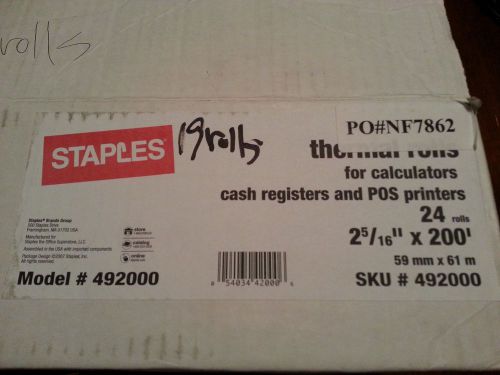 Staples® Thermal POS Cash register Rolls - 2 5/16&#034;x 200&#039; (19 Rolls)
