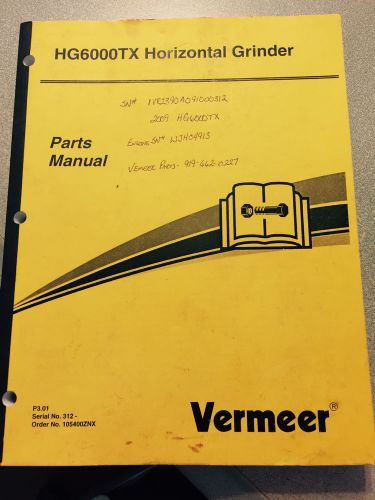 Parts manual for a hg60000tx horizontal grinder for sale