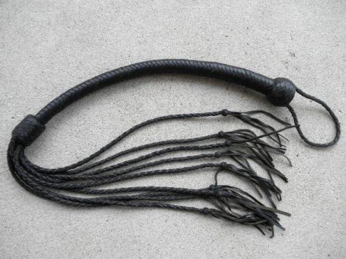 Black Leather TOMMY TOMCAT Nine Tail Whip Flogger Costume - NEW HORSE TRAINER