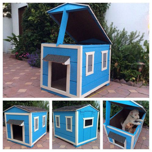 Dog House Wood Barn Outdoor Large Kennel Pet Dog Carpet Floor Detachable Roof