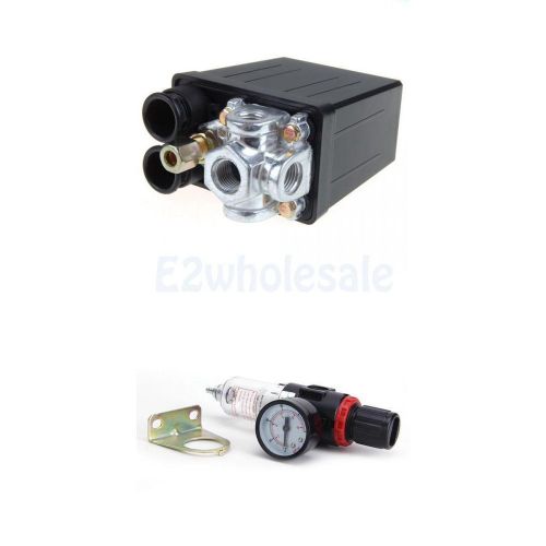 Air Compressor Pressure Switch Control Valve 240V 175PSI +1/4&#034; Pressure Gauge