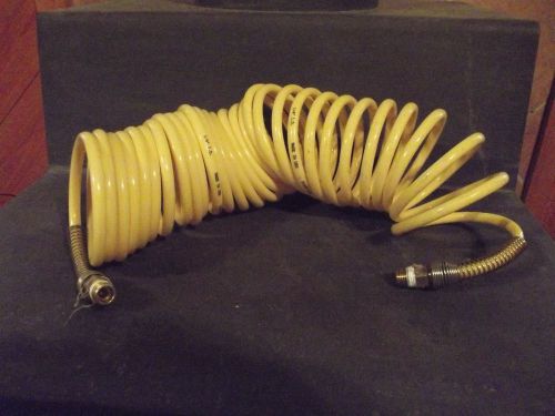 Coiled air compressor hose recoil spray 15&#039; yellow hose for sale