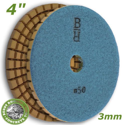 Buddy rhodes 4&#034; 50 grit 3mm thick wet concrete countertop diamond polishing pad for sale