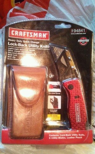 Craftsman heavy duty lockback utility knife with Leather pouch new in package