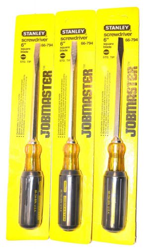 3 nos stanley usa jobmaster 5/16&#034;x6&#034; standard slot tip screwdriver #66-794 for sale