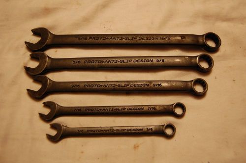 Proto Anti-Slip Combination Wrenches 3/8, 7/16. 9/16, 5/8 &amp; 11/16