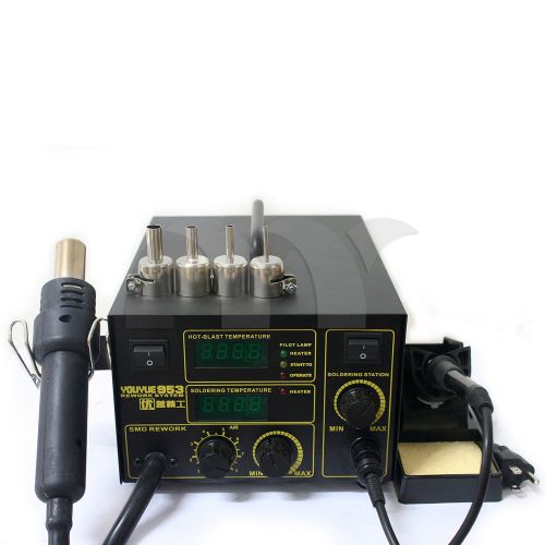 YOUYUE 2 in1 SMD Soldering Rework Station Hot Air &amp; Iron 953 + 10 Tips