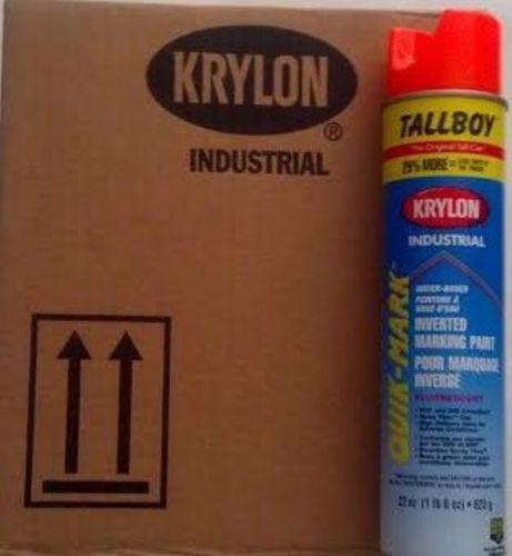 1 case Krylon &#034;Tall Boy&#034; 22 oz inverted marking paint- Flourescent Orange.