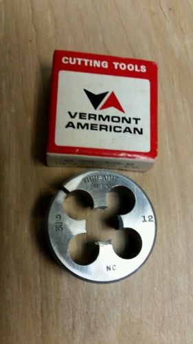9/16-12  Vermont American 1 1/2 inch external threading die new  1 pc. USA MADE