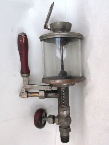 Vintage nathan brass pump oiler stationary hit &amp; miss or steam engine lubricator for sale