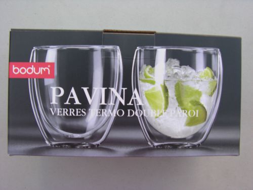2 Bodum Pavina Cappuccino Glasses Double Wall 8 oz Free  Shipping US Only
