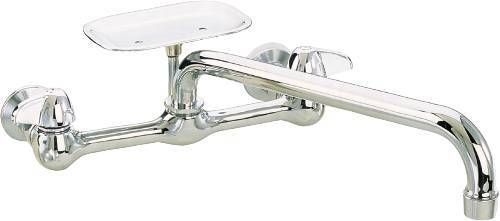 Wall Mount Compression Kitchen Sink Faucet 1/2&#034;Fem IPS Chrome 12&#034; Spout Adj 7-9