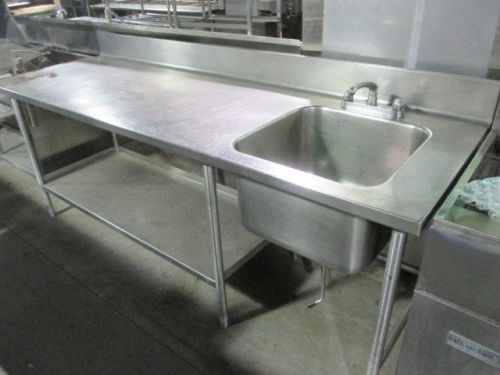 93&#034; all stainless steel 1 compartment sink with work table &amp; under shelf for sale