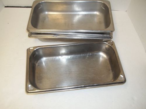 LOT OF 5 1/3 PANS STAINLESS STEEL 2&#034; DEEP GOOD USABLE COND SOME USAGE