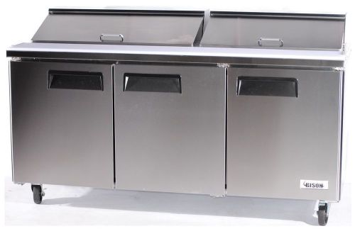 BISON STAINLESS 72&#034; 3 DOOR SALAD,SANDWICH PREP TABLE BST-72 ,FREE SHIPPING !!!