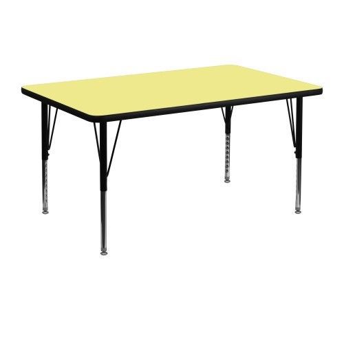 Flash furniture xu-a3048-rec-yel-t-p-gg 30&#034; x 48&#034; rectangular activity table, ye for sale