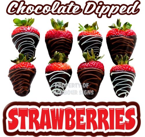 Chocolate Dipped Decal 14&#034; Covered Strawberries Concession Cart Food Truck