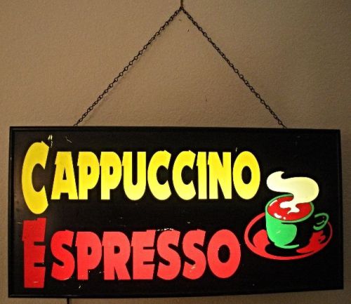Back lit cappuccino espresso advertising sign for sale
